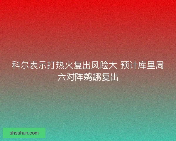 科尔表示打热火复出风险大 预计库里周六对阵鹈鹕复出