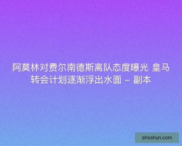 阿莫林对费尔南德斯离队态度曝光 皇马转会计划逐渐浮出水面 - 副本