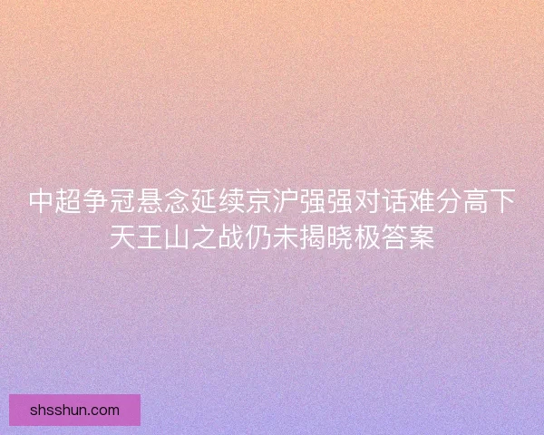 中超争冠悬念延续京沪强强对话难分高下天王山之战仍未揭晓极答案